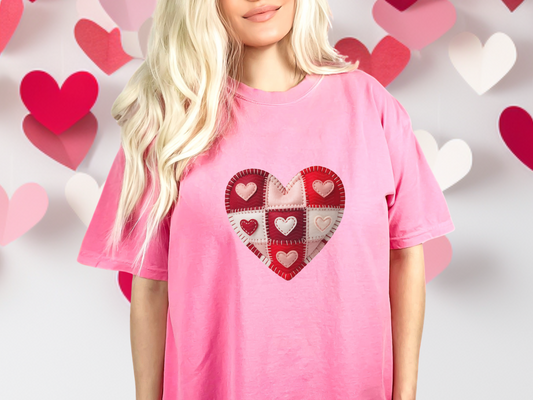 Valentine Patchwork Heart on Heart DTF TRANSFER