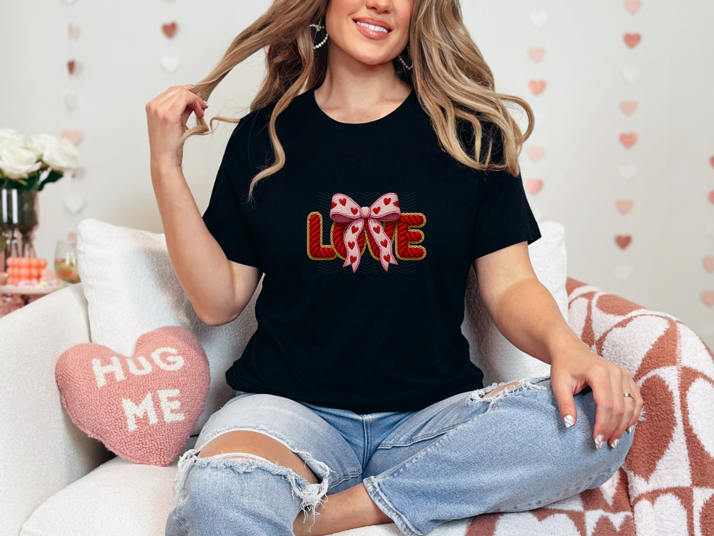 Faux Yarn Valentine's Day LOVE DTF TRANSFER