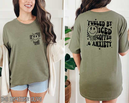 Fueled By & Anxiety Smiley Checkered DTF TRANSFER