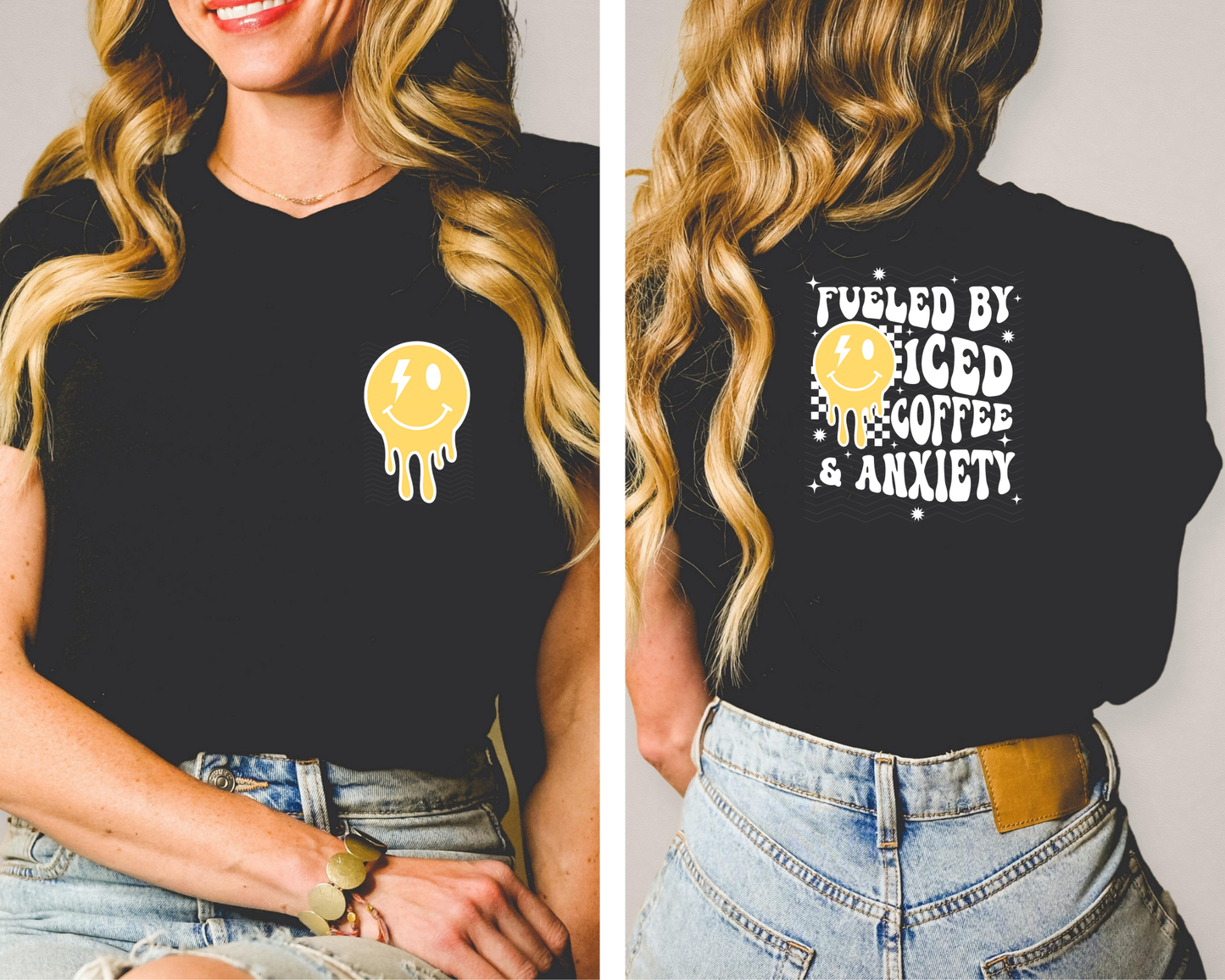Fueled By & Anxiety Smiley Back DTF TRANSFER