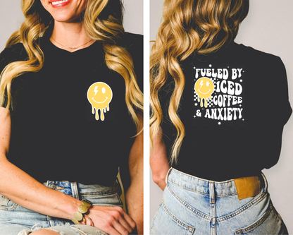 Fueled By & Anxiety Smiley Back DTF TRANSFER