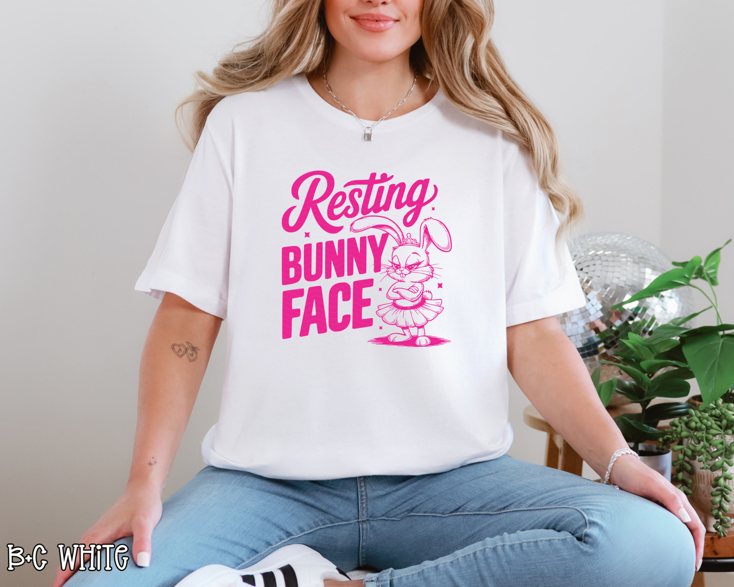 Resting Bunny Face Pink DTF TRANSFER