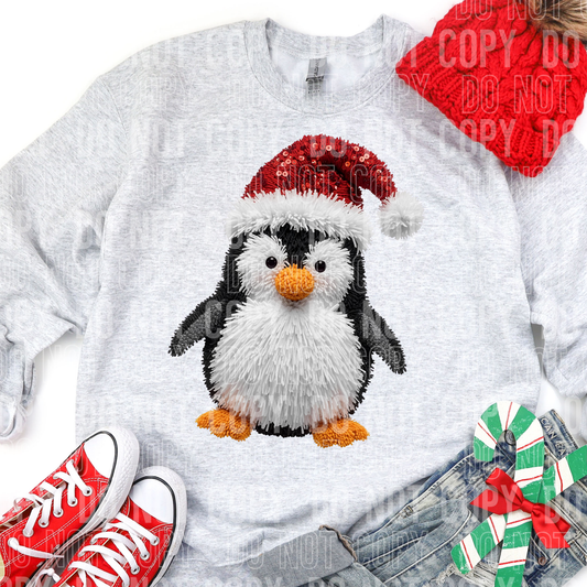Christmas Penguin Faux Yarn DTF TRANSFER