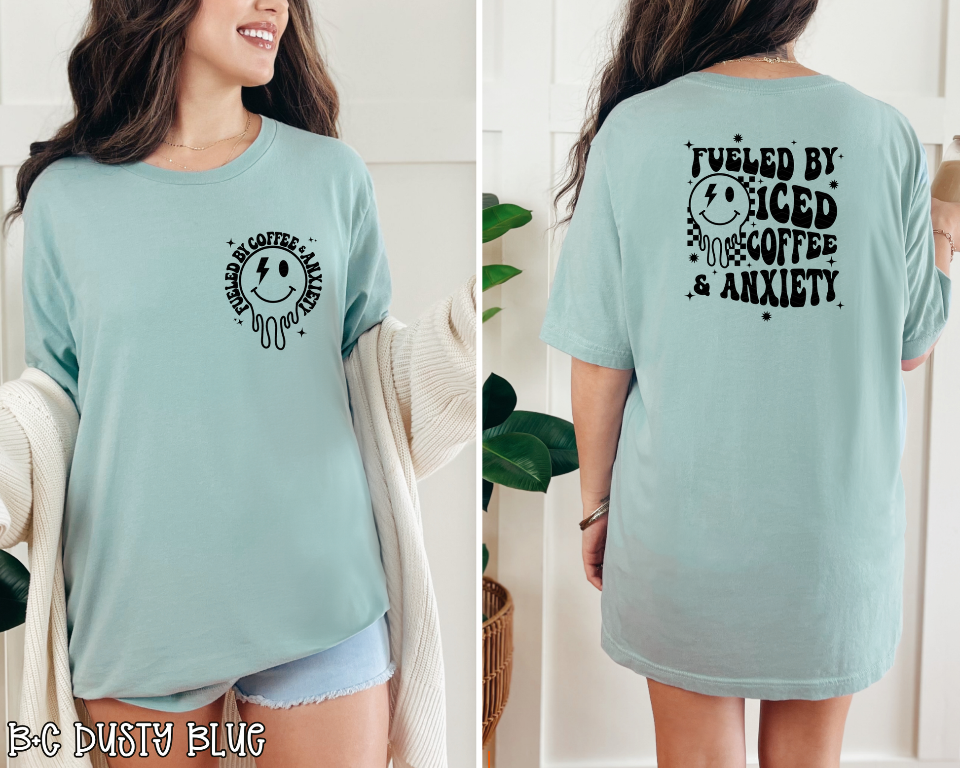Fueled By & Anxiety Smiley Words DTF TRANSFER