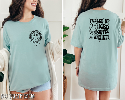 Fueled By & Anxiety Smiley Words DTF TRANSFER
