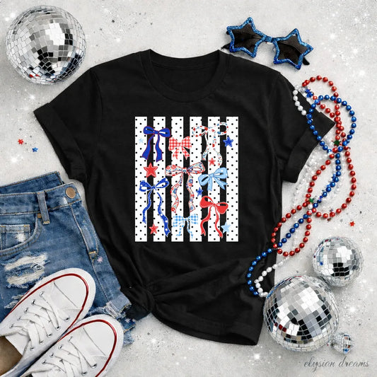 Patriotic Bows Stripes DTF TRANSFER