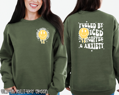 Fueled By & Anxiety Smiley Words Iced Back DTF TRANSFER