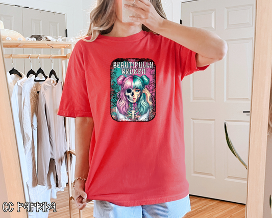 Beautifully Broken Pink Teal DTF TRANSFER