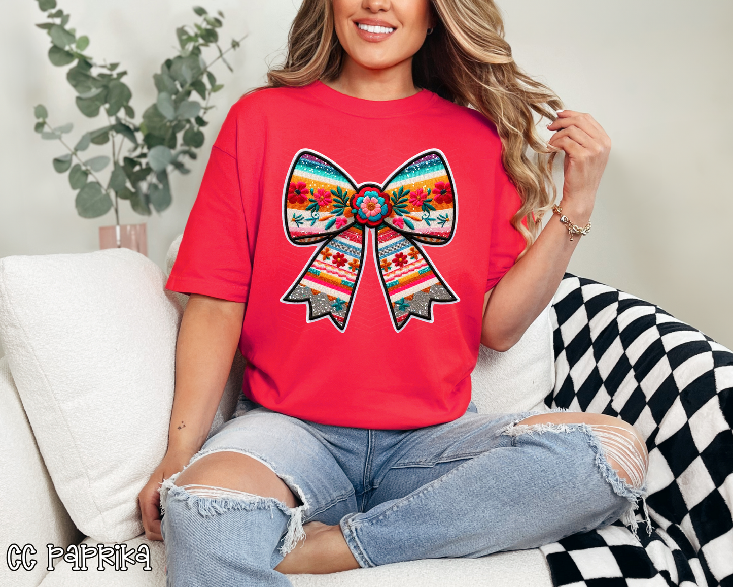 Mexican Floral Coquette Bow 1 DTF TRANSFER