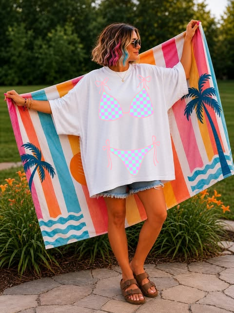 Swim Bottoms & Top Checkered DTF TRANSFER