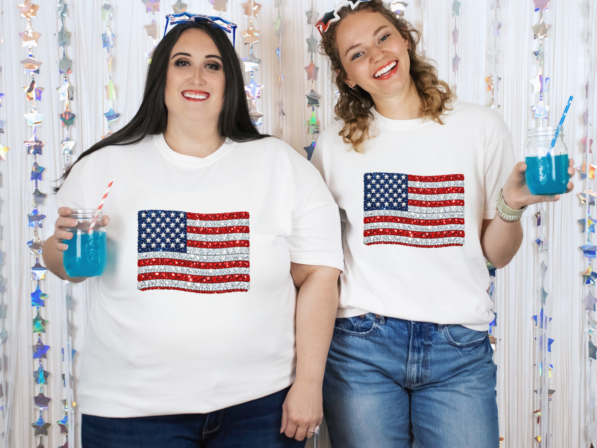 Rhinestone American Flag DTF TRANSFER
