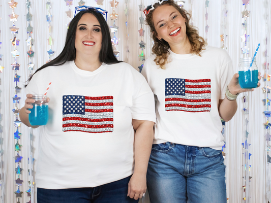Rhinestone American Flag DTF TRANSFER