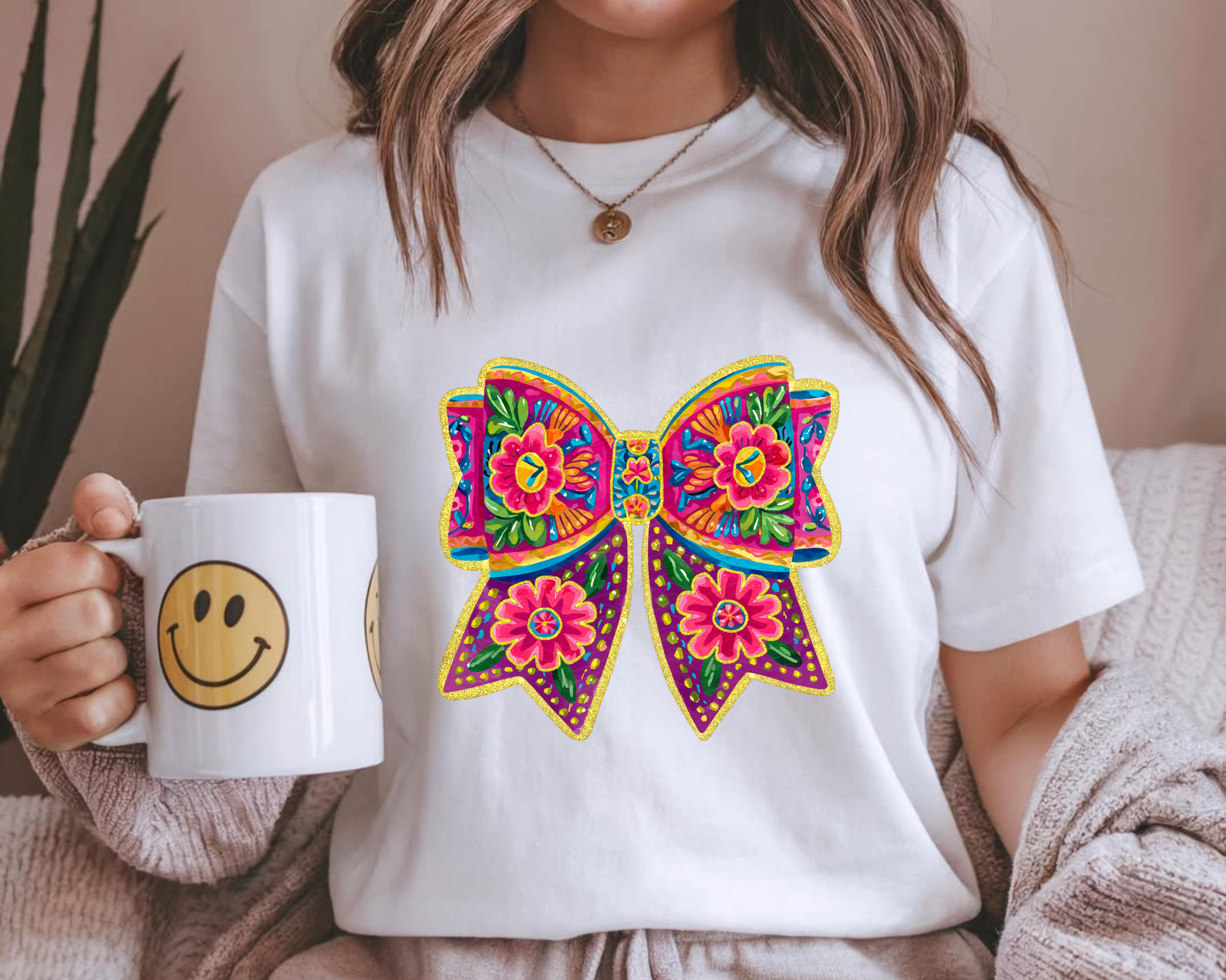 Mexican Floral Coquette Bow Watercolor DTF TRANSFER