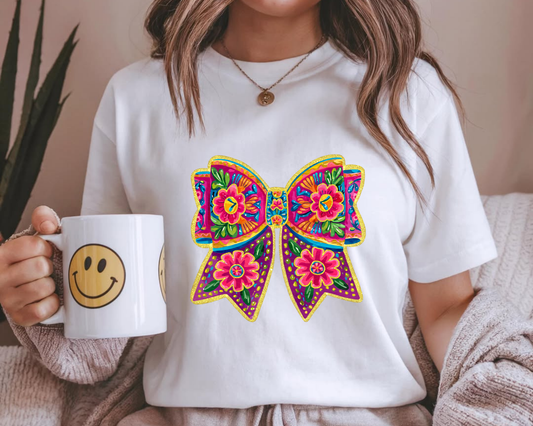 Mexican Floral Coquette Bow Watercolor DTF TRANSFER