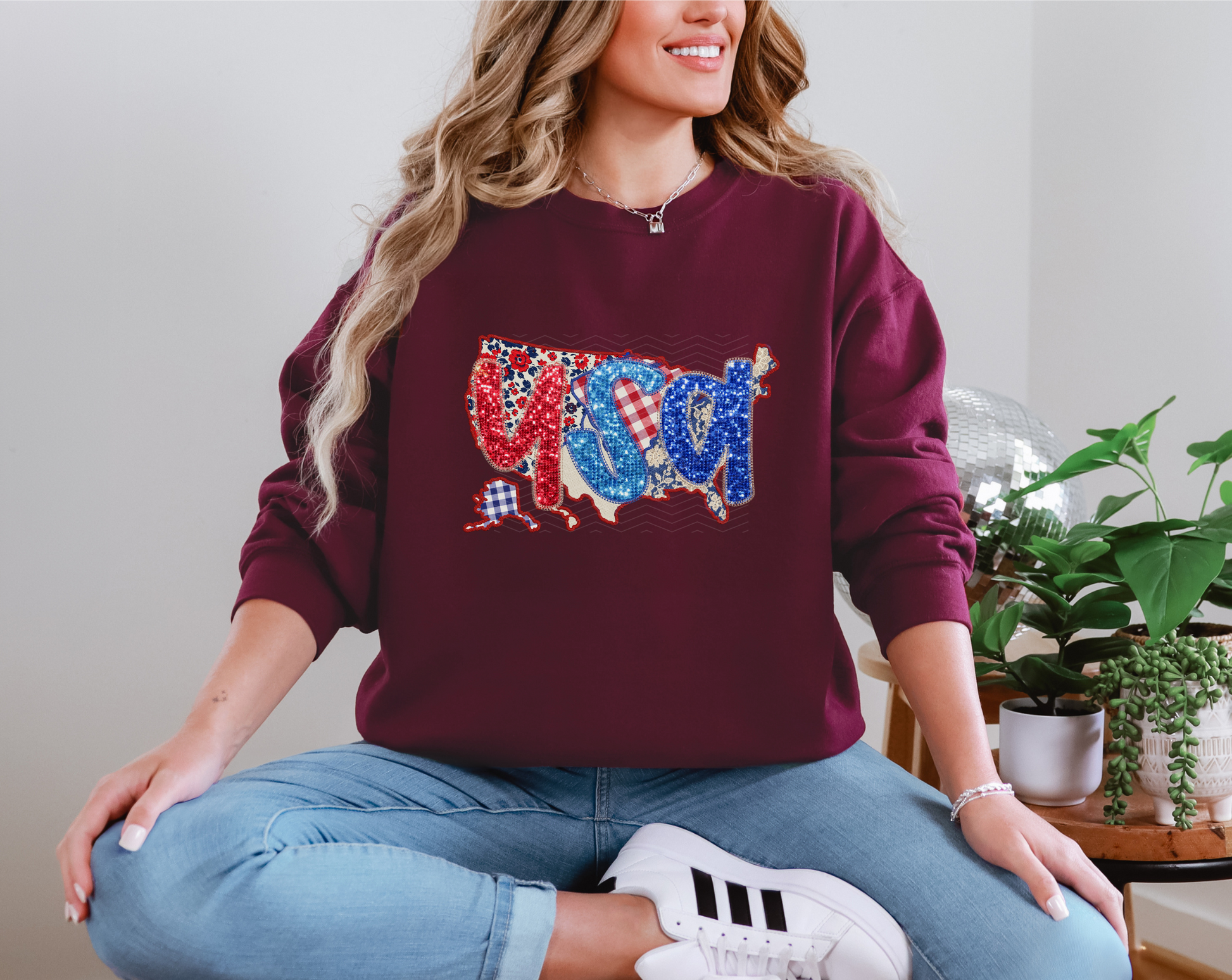 Glitter USA Map DTF TRANSFER
