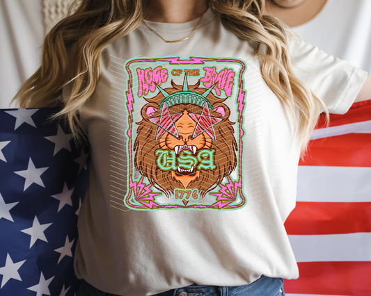 Home of the Brave USA Lion 1776 Kayndi DTF TRANSFER