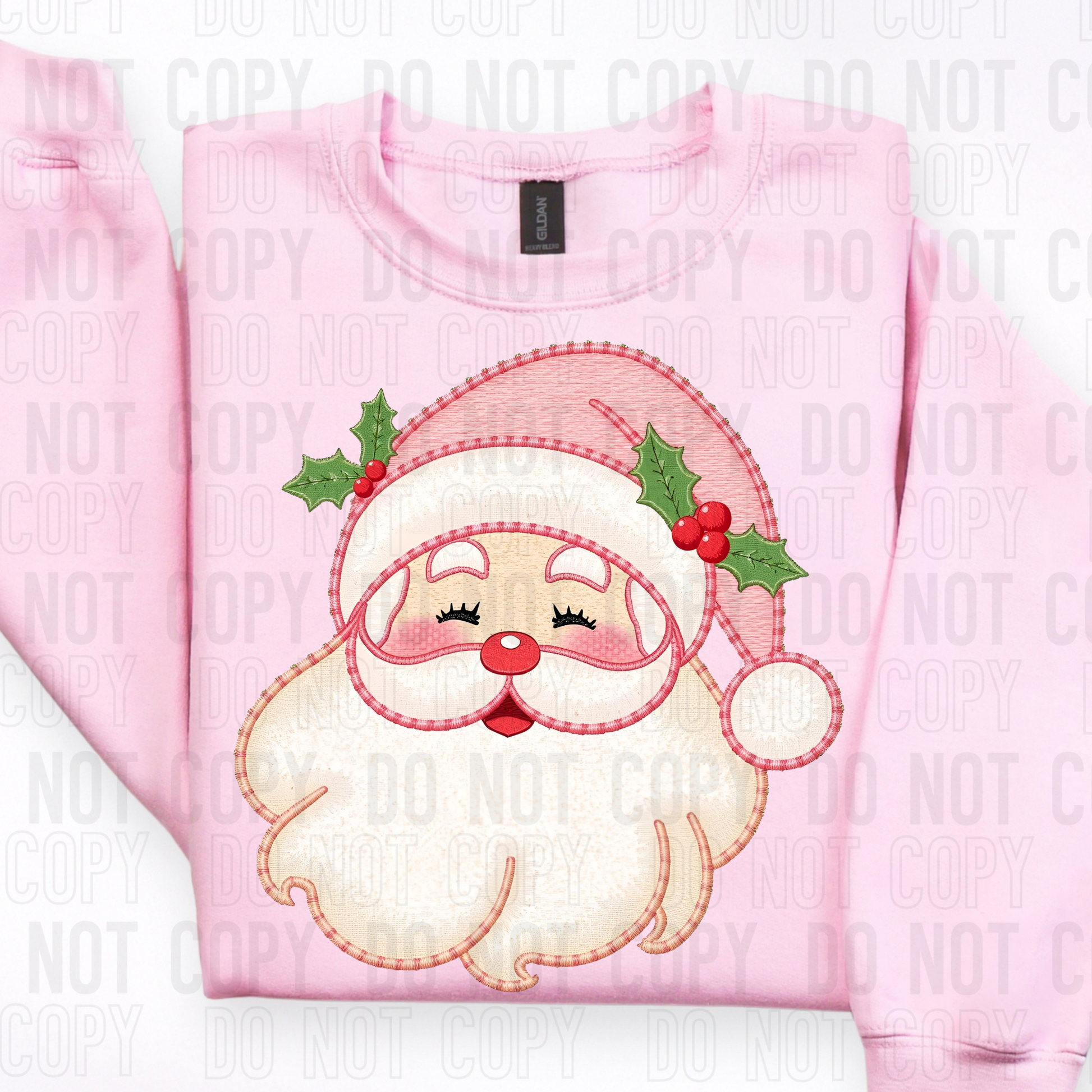 PINK SANTA FAUX EMBROIDERY DTF TRANSFER