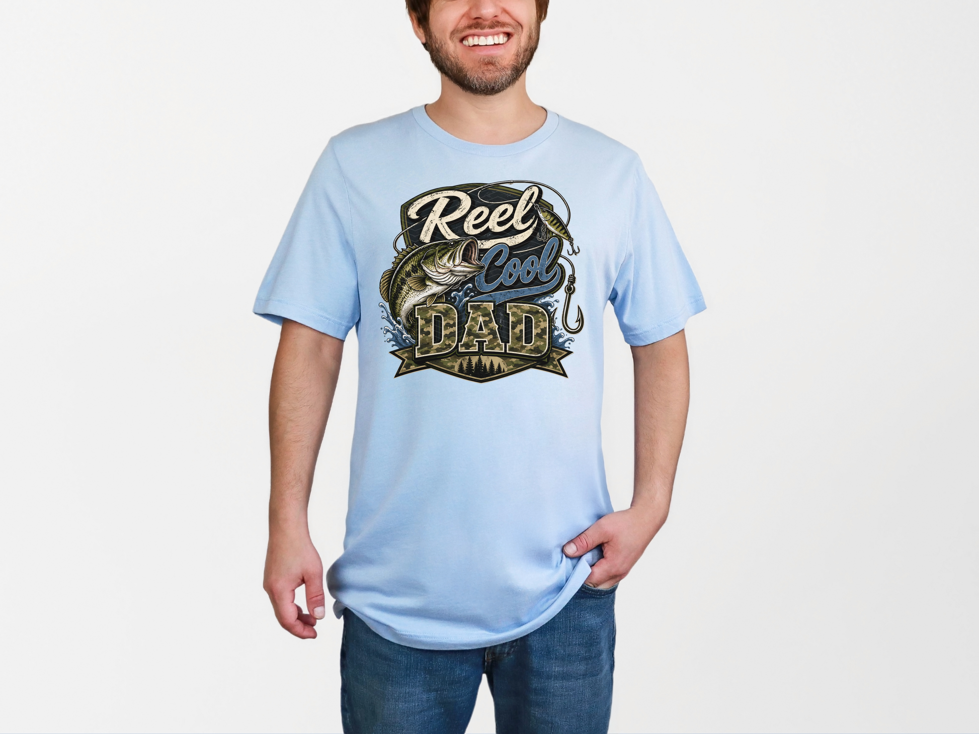 Reel Cool Dad Fishing Camo DTF TRANSFER
