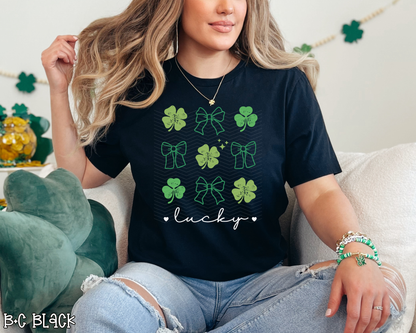 Lucky Shamrock & Bow Collage White DTF TRANSFER