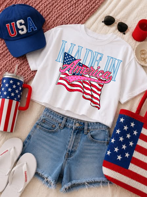 Made in America Pink DTF TRANSFER