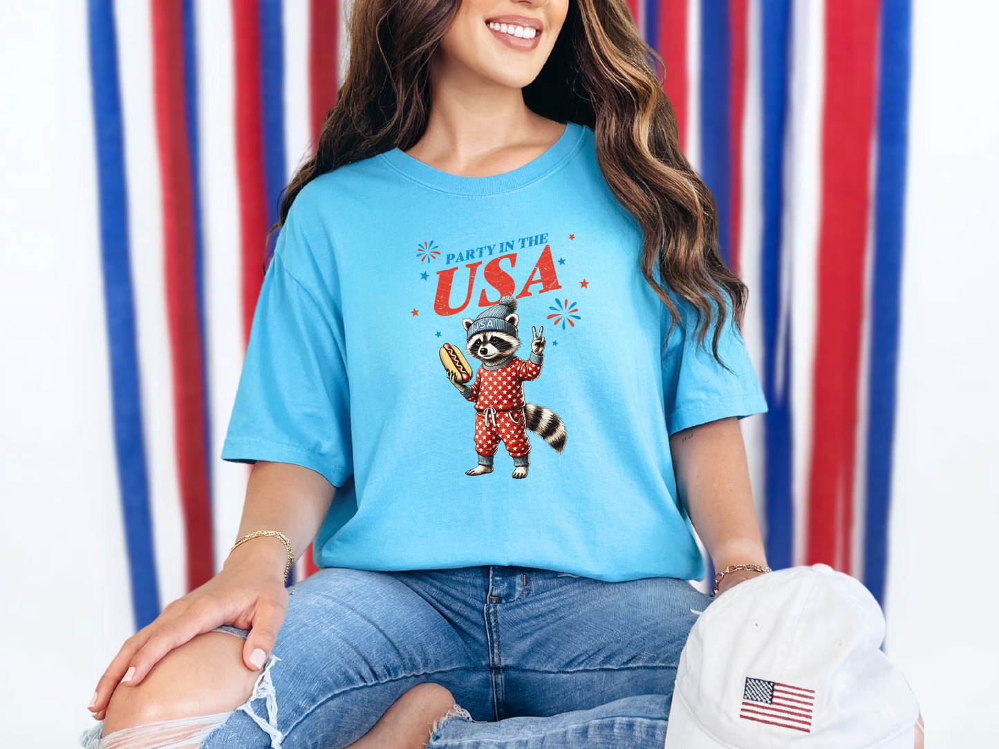 Party In The USA Raccoon DTF TRANSFER