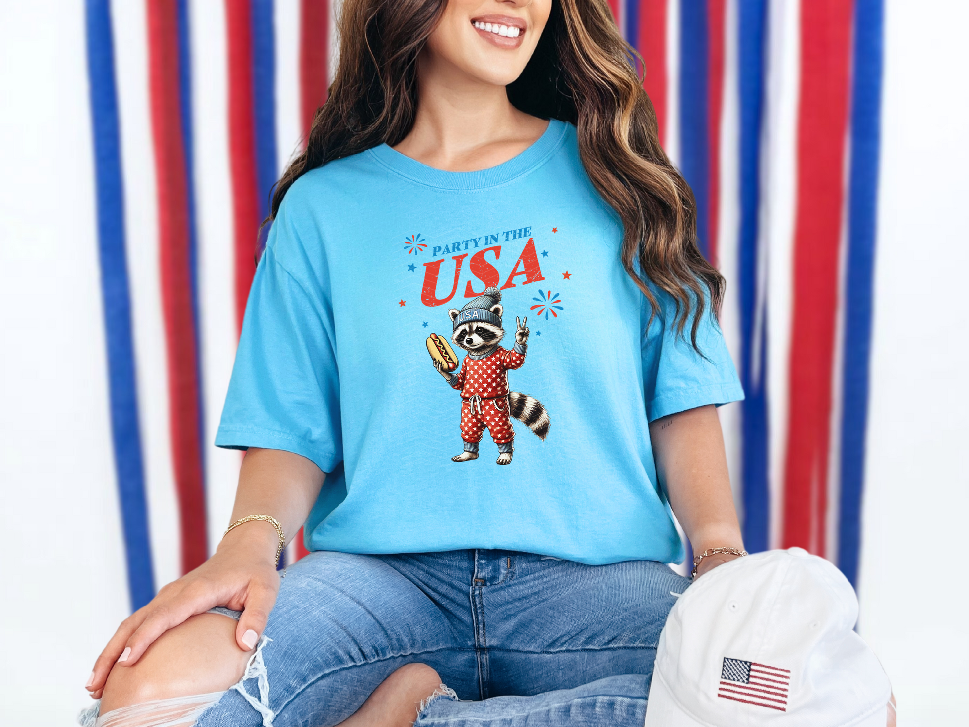 Party In The USA Raccoon DTF TRANSFER