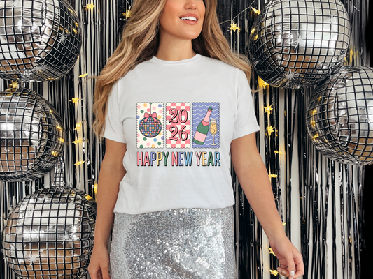 Happy New Year 2026 Panels DTF TRANSFER