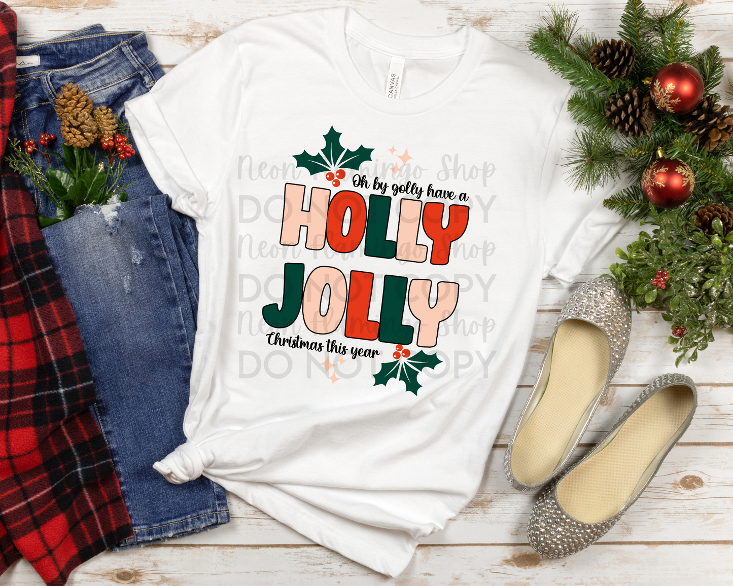 Holly Jolly Christmas DTF TRANSFER