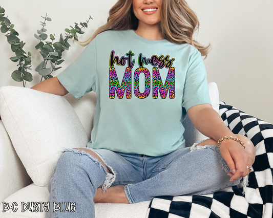 hot mess mom rainbow leopard DTF TRANSFER