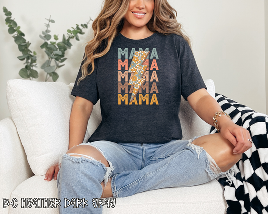mama lightning stack vintage floral DTF TRANSFER