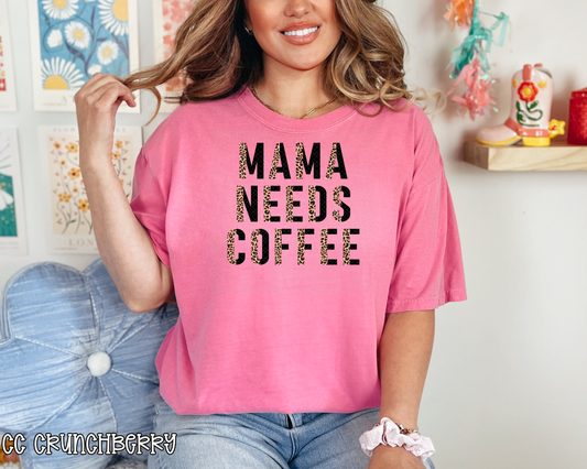 mama needs coffee half leopard DTF TRANSFER