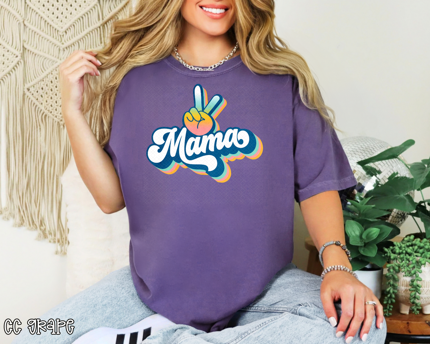 mama retro peace gradient DTF TRANSFER