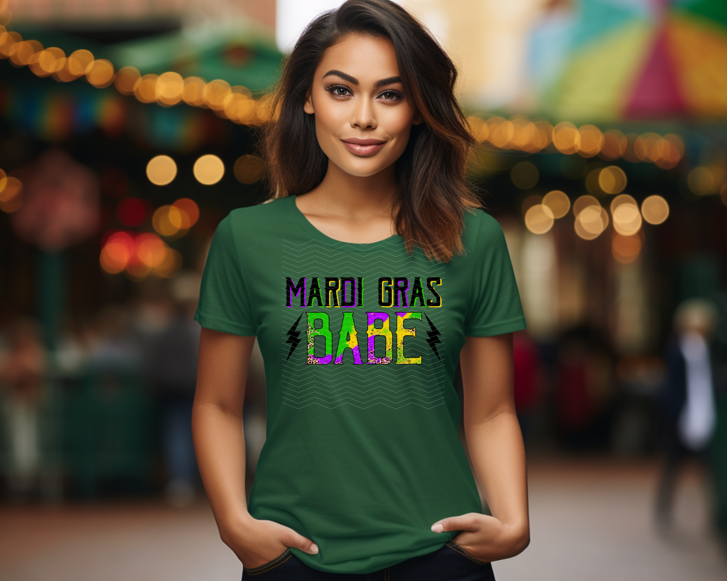 Mardi Gras Babe Lightning DTF TRANSFER