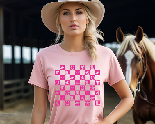 Checkered Western DTF TRANSFER