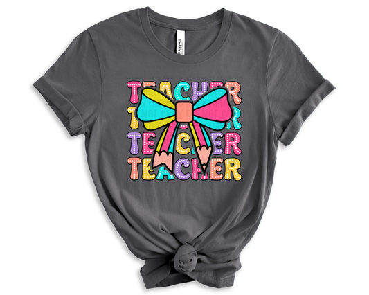 Teacher Stacked Bow DTF TRANSFER